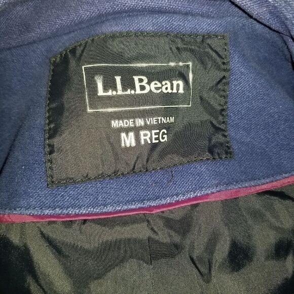 L.L. Bean Blue Corduroy Belted Buttoned Peacoat Md - Picture 5 of 7